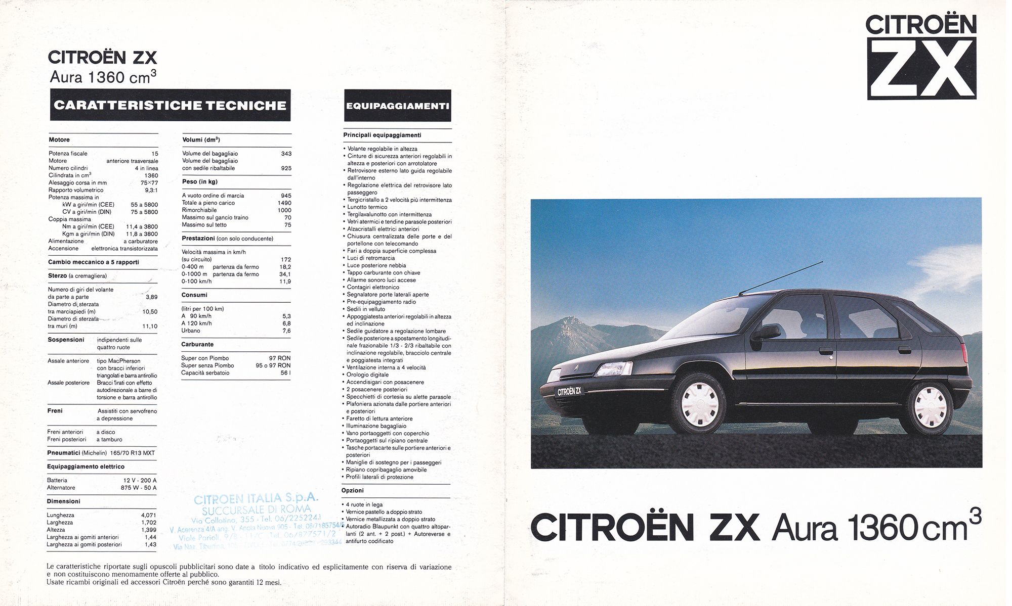 Citroën ZX 1991 Italian ZX Aura brochure